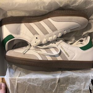 Kith White and Green Sneakers with Brown Sole